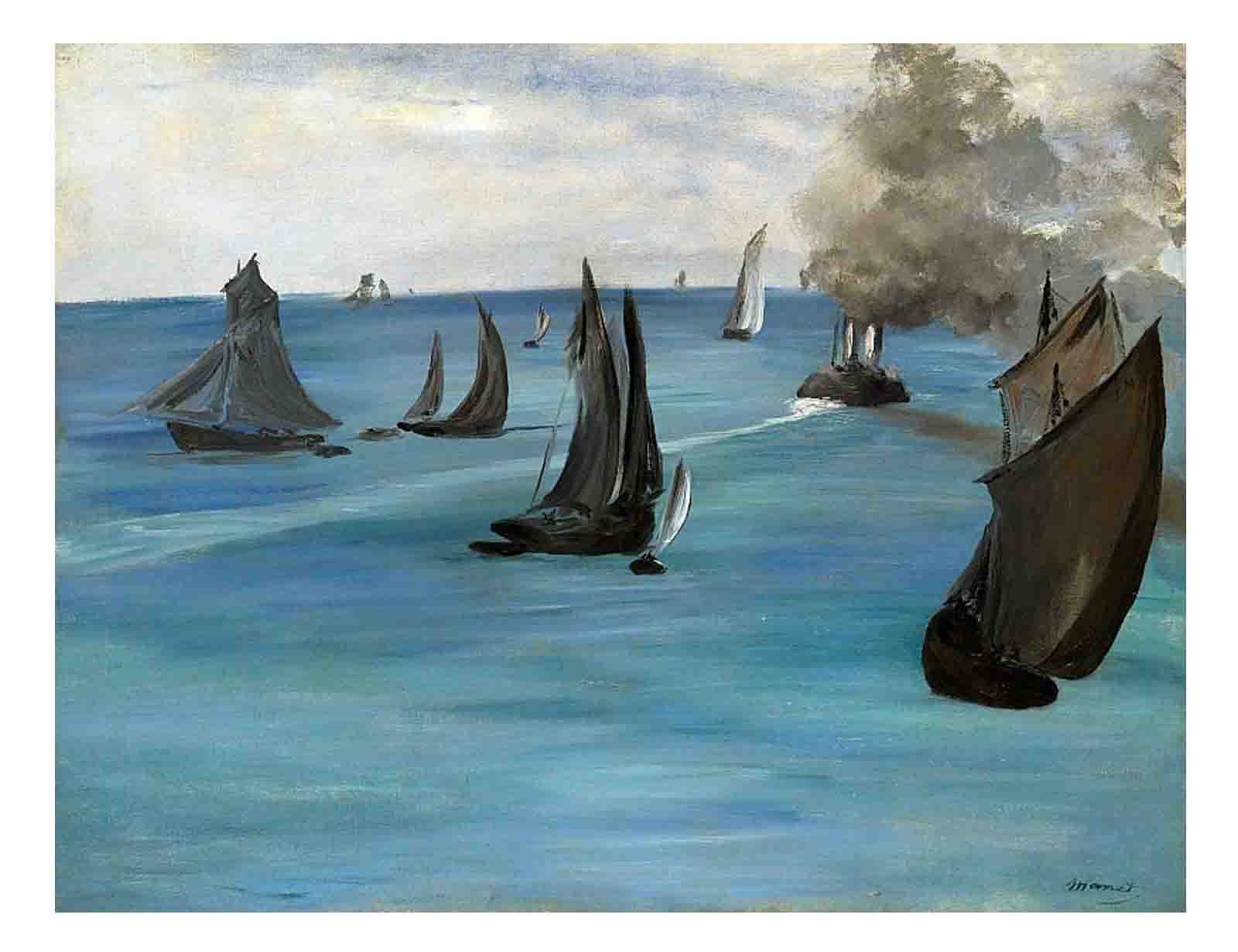 Amazon.co.jp: エドゥアール・マネの蒸気船 印象派の絵画 油絵